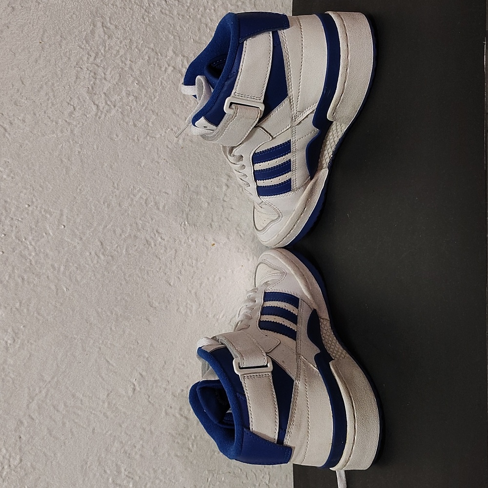 Adidas Originals Men's Forum Mid Sneaker White/ Royal Blue Size men 8 or women 9 - Picture 11 of 14